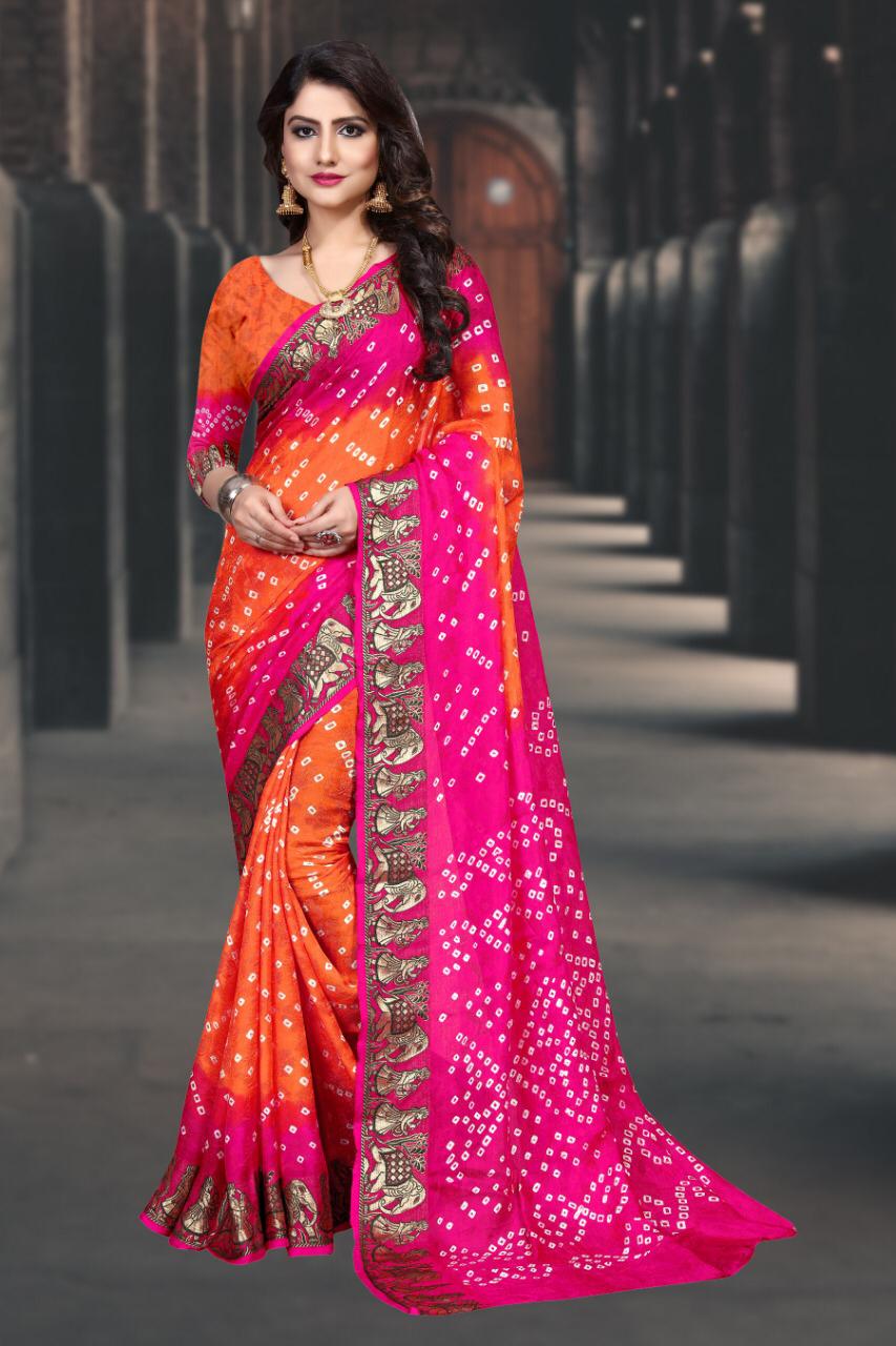 Palak Bandhej Latest Fancy Designer  Handicraft Pure Bandhej Silk Saree Collection